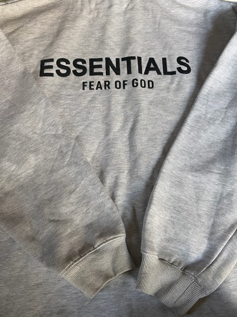 Fear of God ESSENTIALS Crewneck Sweatshirt in Light Gray with Black Logo